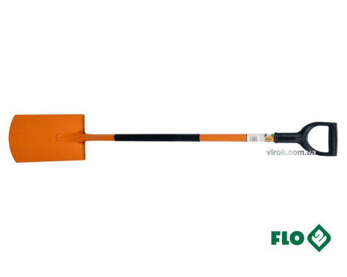 Лопата штыковая FLO прямоугольная: металлическая основа HRC 45, пластиковая ручка [140]
