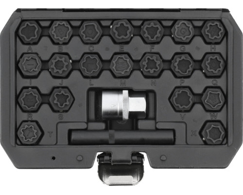 Торцевые головки к винтам колесных дисков авто AUDI YATO: с квадратом-1/2", компл. 22 шт [20]