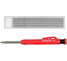 Карандаш-автомат столярный со сменными стержнями твердостью HB YATO: L=150 мм. + 7 стержней [10/100]