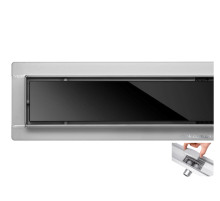 Напольный трап для душа из нержавеющей стали "BLACK GLASS" FALA; 70х 7х 7 см [6]