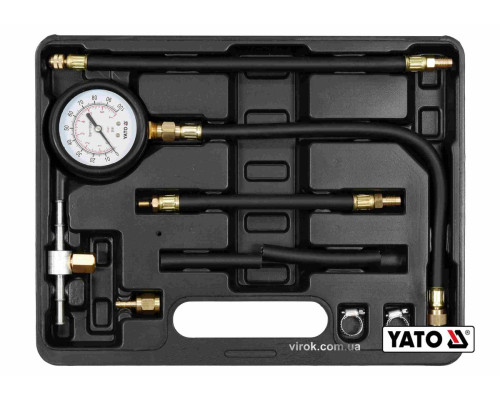 Компрессометр впрыска топлива в двигателях YATO: 0-0.7 МПа, со снаряжением, 9 шт+кейс [10]