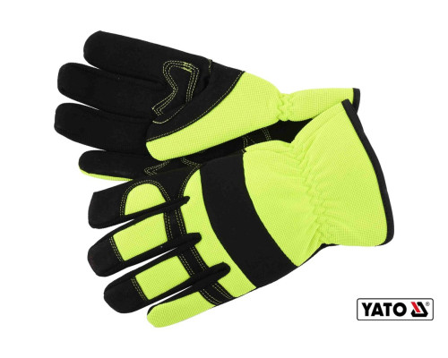 Перчатки рабочие на резинке YATO: искусственная кожа + синтетическая ткань, размер 9DW