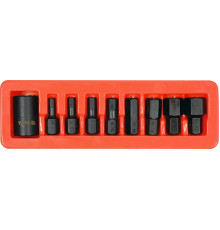 Набір насадок викруткових ударних YATO : HEX M6-M19 з 6-гран. шпинделем- 1/2". 9 Од. [6/36]