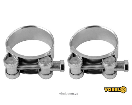 Хомут сталевий, з гвинтовим затискачем GBS W1 VOREL : Ø= 38-41/ 20 мм, оцинкований, 2 шт. [100]