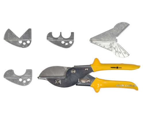 Ножницы полифункциональные по резине и пластику VOREL l=220мм, лезвия l=60мм с 4 дополнительными насадками [6/24]