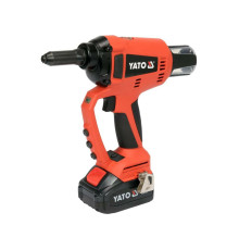Заклепочник акумуляторний безщітковий YATO: Li-Ion 18 В 3АГод, 20 kN, для заклепок Ø= 2,4-5,0 мм [4]