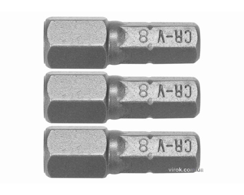 Насадка викруткова STHOR : HEX H8 x 25 мм, HEX 1/4", Cr-V, 3 шт (DW)