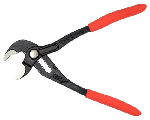 Кліщі переставні по трубах з блокув. кнопкою YATO: L= 175 мм, розвід губ- 30 мм Cr-V [6/72]