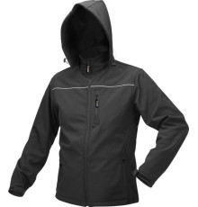 Куртка робоча SOFTSHELL з прикріп капюшоном YATO розм XXXL, чорна, 3 кишені, 96% поліест і 4% спанде