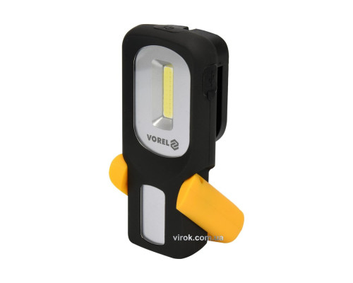 Ліхтар COB LED акумуляторний VOREL : діодний (3Вт) 100Lm, Li-Ion 3.7 В, 800 A/Год, 5 режимів [12/48]