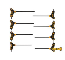 Набір ключів шестигранних з кульковим наконечником VOREL : тип"Т", HEX 2.5-10 мм, L=100-200 мм, 8 шт