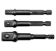 Тримачі-адаптери торцевих головок YATO : HEX 1/4" - 1/4", 3/8", 1/2", 3 шт.[20/100]