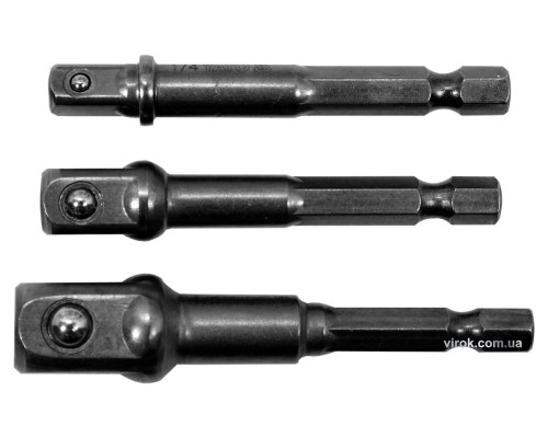 Тримачі-адаптери торцевих головок YATO : HEX 1/4" - 1/4", 3/8", 1/2", 3 шт.[20/100]