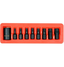 Набір насадок викруткових ударних YATO : TORX T30-T70 з 6-гр. адаптером 1/2". 9 Од. [6/36]