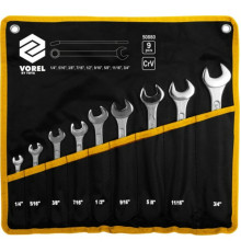 Ключі ріжково - накидні VOREL Cr-V на плахті: дюймові 1/4"-3/4". Набір 9 шт [10]