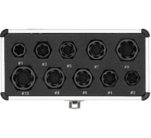 Торцевые головки для поврежденных болтов и гаек YATO с квадратным приводом, М 9-19мм, компл. 10ел [50]