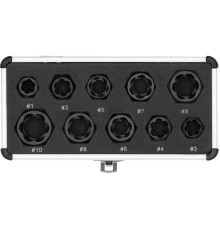 Торцеві головки до пошкоджених болтів і гайок YATO з квадратним приводом, М 9-19мм, компл. 10ел [50]