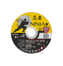 Диск відрізний по металу/нержав. сталі NINJA : Ø= 150 х 22.23 мм, t= 1,6 мм (25шт/уп)