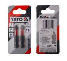 Отверточная насадка YATO PZ2 х 50 мм. HEX 1/4”, хром-молибден, 2 шт.