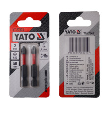 Насадка викруткова YATO PZ2 х 50 мм. HEX 1/4", хром-молібден, 2 шт.