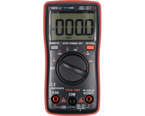 Мультиметр TRUE RMS електричних параметрів YATO з LCD-цифровим діапазоном 9999 [100]