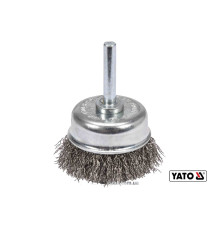 Щітка зачисна з нержавіючої сталі "чашка", до дрилі YATO: Ø=50мм, зі шпинделем Ø=6мм, 4500 об/хв[12]