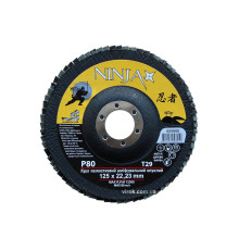 Круг пелюстковий шліфувальний NINJA опуклий : Т29, 125х22 мм, Р80 (10/200 шт. уп)