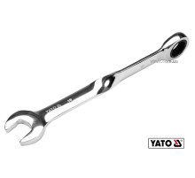 Ключ ріжково-накидний, кручений 90° з тріщаткою YATO : М= 19 x 239 мм, HRC 40-45, Cr-V(DW)