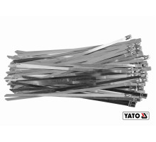 Хомут затискний YATO : смужка- 4.6 х 200 мм з нержавіючої сталі, пак. 100 шт [100]