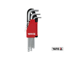 Ключи 6-гранные Г-образные с шаровым наконечником YATO: Cr-V, М 1.5-10 мм, 9 шт [6/36]