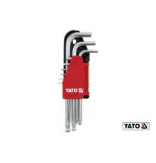 Ключі 6-гранні Г-подібні з кульовим наконечником YATO : Cr-V, М 1.5-10 мм, 9 шт [6/36]