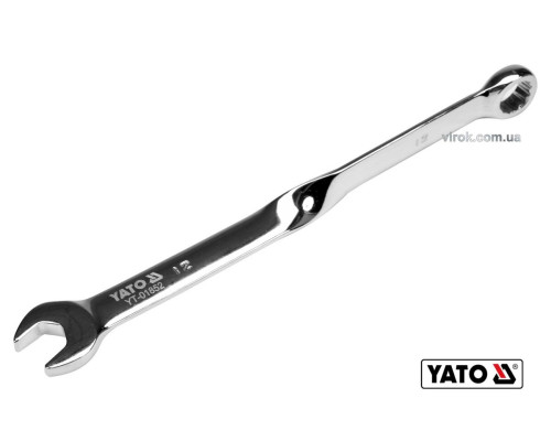 Ключ ріжково-накидний, кручений 90° YATO : М= 12 x 204 мм, Cr-V [40/120]