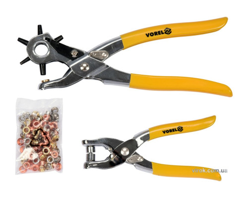 Дирокол, щипці для люверсів з люверсами Ø=5мм (100 шт) по шкіряних виробах VOREL; набір 3 елем. [5]