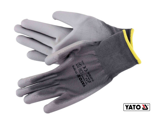 Перчатки рабочие нейлоновые YATO серые, размер 9 [50]