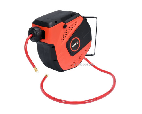 Шланг пневматичний ПВХ на котушці YATO з швидкоз'єдн. наконеч-ми 1/4", Ø=8мм, тиск- 20Bar, l=10м [4]