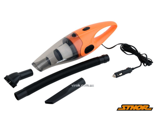 Порохотяг автомобільний STHOR : 12 В, 100 Вт, фільтр HEPA, кабель- 3 м + насадки, сумка [20/160]