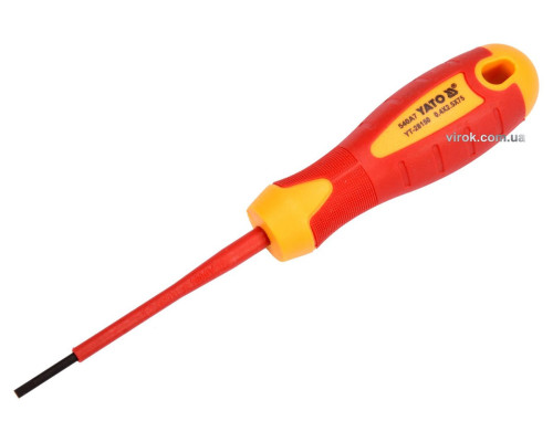 Викрутка плоска діелектрична ізольована YATO : шліц SL2.5 x 75 мм. VDE до 1000V [12/360]
