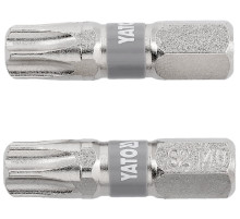 Отверточная насадка YATO TORX T40 х 25 мм. HEX 1/4", покрытая никелем, 2 шт.[10]
