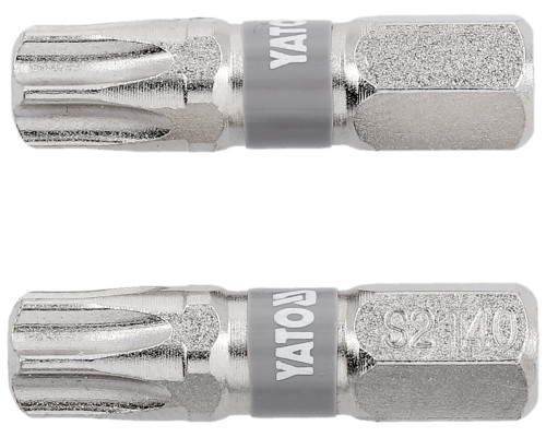 Насадка викруткова YATO TORX T40 х 25 мм. HEX 1/4", покрита нікелем, 2 шт.[10]