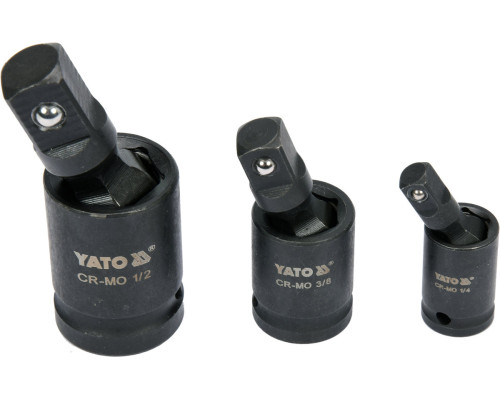 Подовжувачі карданні ударні YATO : квадрати- 1/2", 3/8", 1/4", 3 шт [10/60]