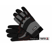 Рукавиці робочі з застібкою-липучкою YATO : штучна шкіра + синтетична тканина, розмір 10 [12/72]