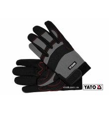 Рукавиці робочі з застібкою-липучкою YATO : штучна шкіра + синтетична тканина, розмір 10 [12/72]