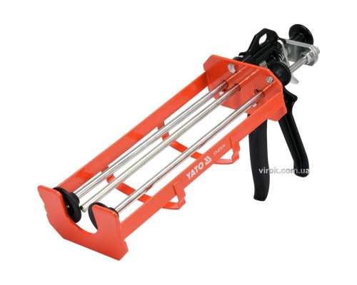 Пістолет скелетний для нанесення герметиків, з подвійним картриджем YATO : l= 245 мм, w= 100 мм [12]