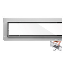 Напольный трап для душа из нержавеющей стали "WHITE GLASS" FALA; 60х 7х 7 см [6]