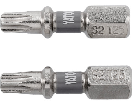 Насадка викруткова YATO TORX T25 х 25 мм. HEX 1/4", покрита нікелем, 2 шт.[10]