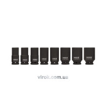 Набір головок торцевих ударних YATO : подовжені, квадрат 3/4", M22-41 мм, L= 90 мм, 8 шт. [4]