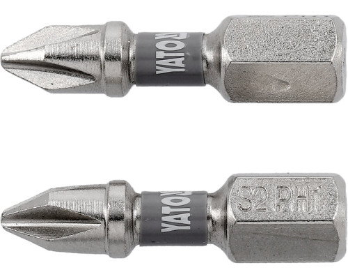 Насадка викруткова YATO PH1 х 25мм. HEX 1/4", покрита нікелем, 2шт.[10]