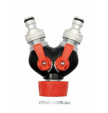 Розгалужувач садового шланга YATO:  3/4" (12 мм) / ABS / алюміній, з регулюв, витрат води [12/48]