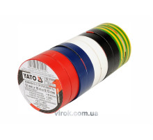 Стрічка ізоляційна різнокольрова YATO : 12 мм х 10 м, 5 кольорів, Уп. 10 Рул. [10/40]