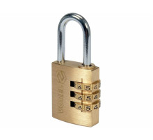 Замок навісний з кодовим замиканням VOREL: латунний корпус- 25х 10,2х30,4 мм, стал дуга- 22х12х 4 мм